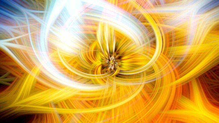 A yellow light array of cells, mitochondria, and atoms interacting and creating massive energy